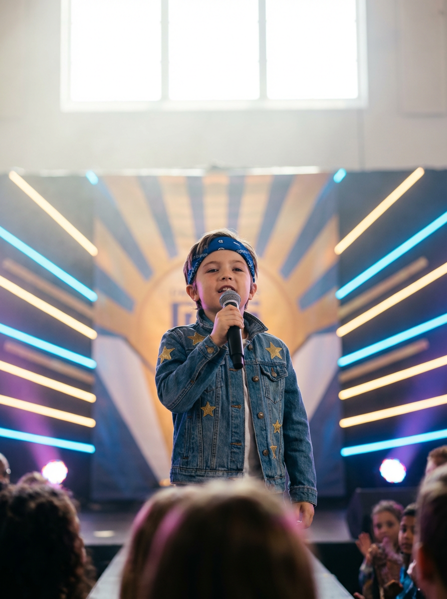 Young pop star performing on stage in Gävle